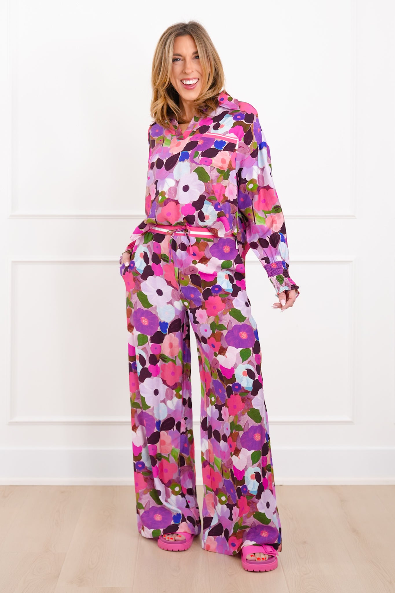 Plus/Reg Floral Print Long Sleeve Top