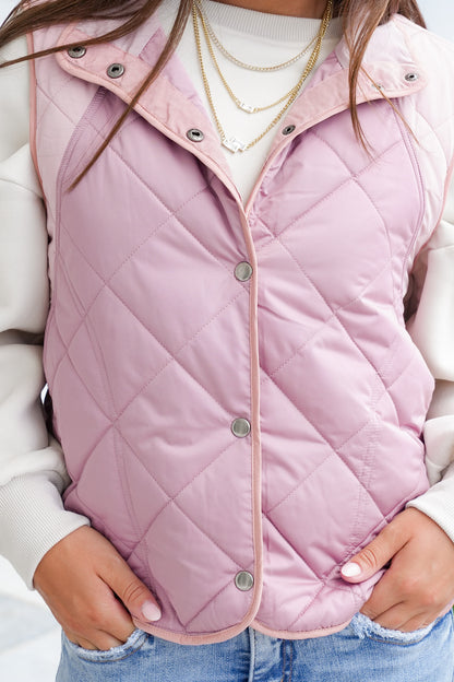 Color Block Sleeveless Button Up Padded Vest