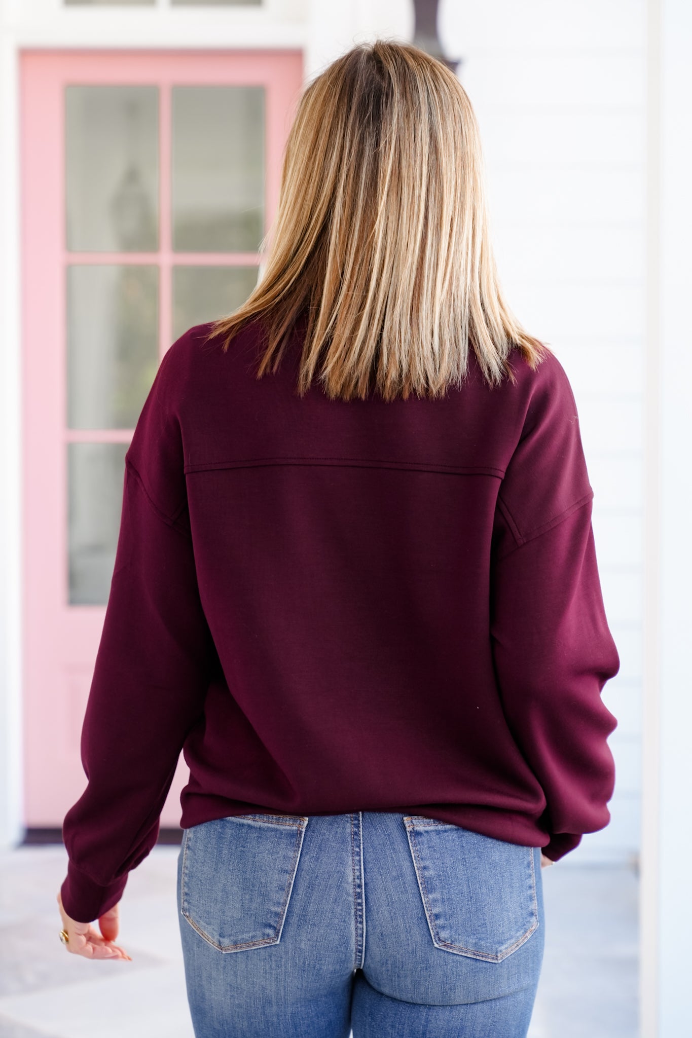 Solid Long Sleeve Scuba Knit Button Up Cardigan