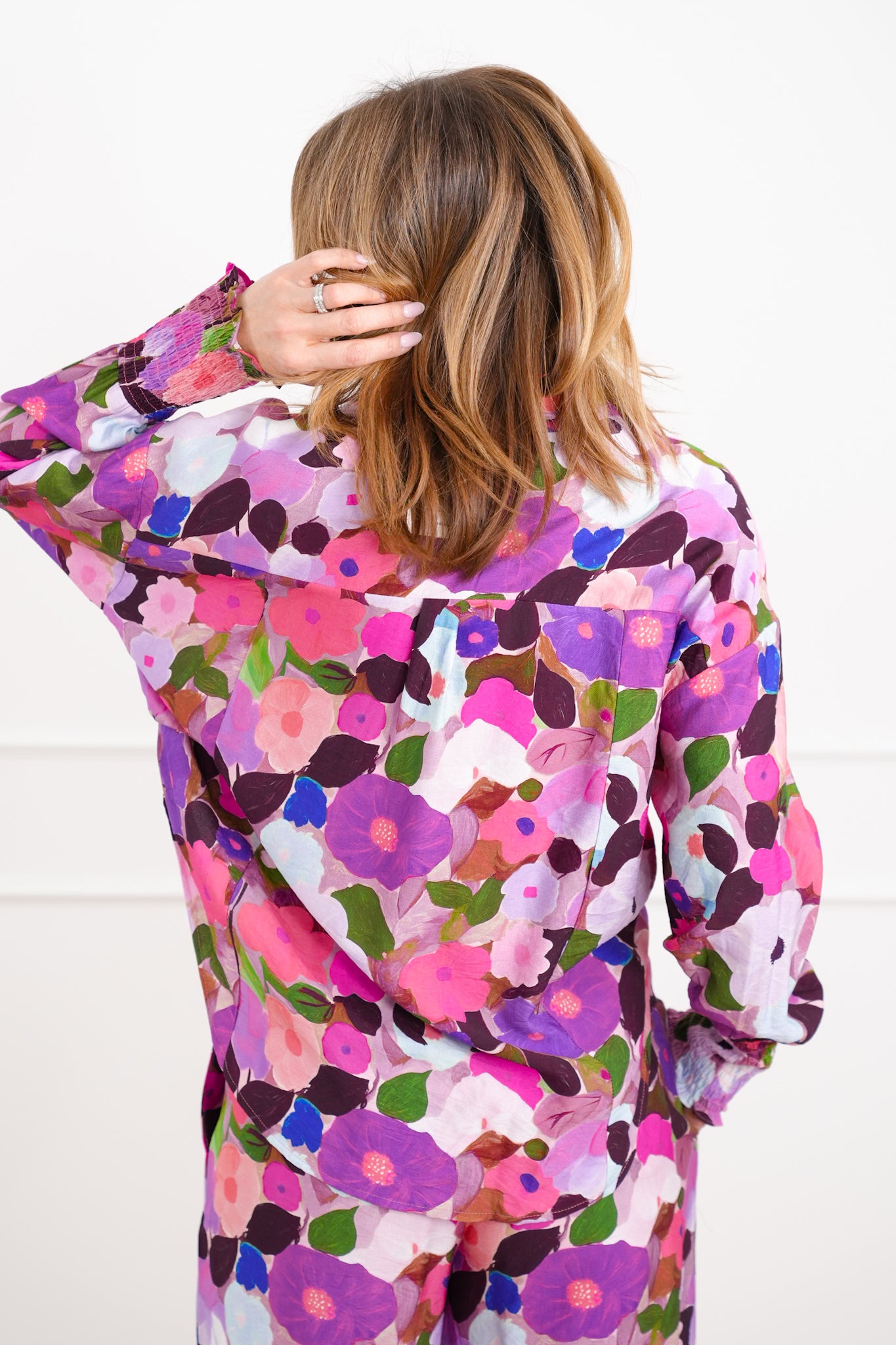 Plus/Reg Floral Print Long Sleeve Top