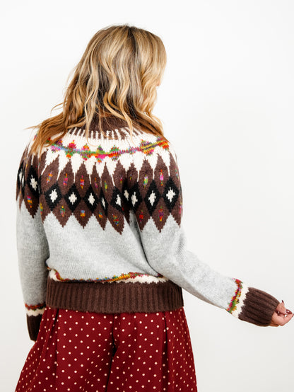 Plus/Reg Faire Isle Crew Neck Long Sleeve Sweater