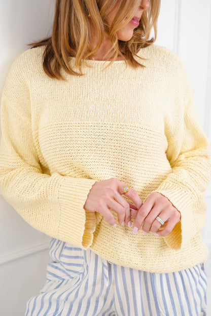 Textured Long Sleeve Boat Neck Pullover Sweater