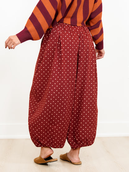 Plus/Reg Polka Dot High Waist Balloon Leg Pants