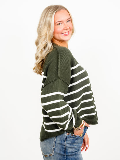 Door Buster! Zenana Exposed Seam Striped Oversized Sweater