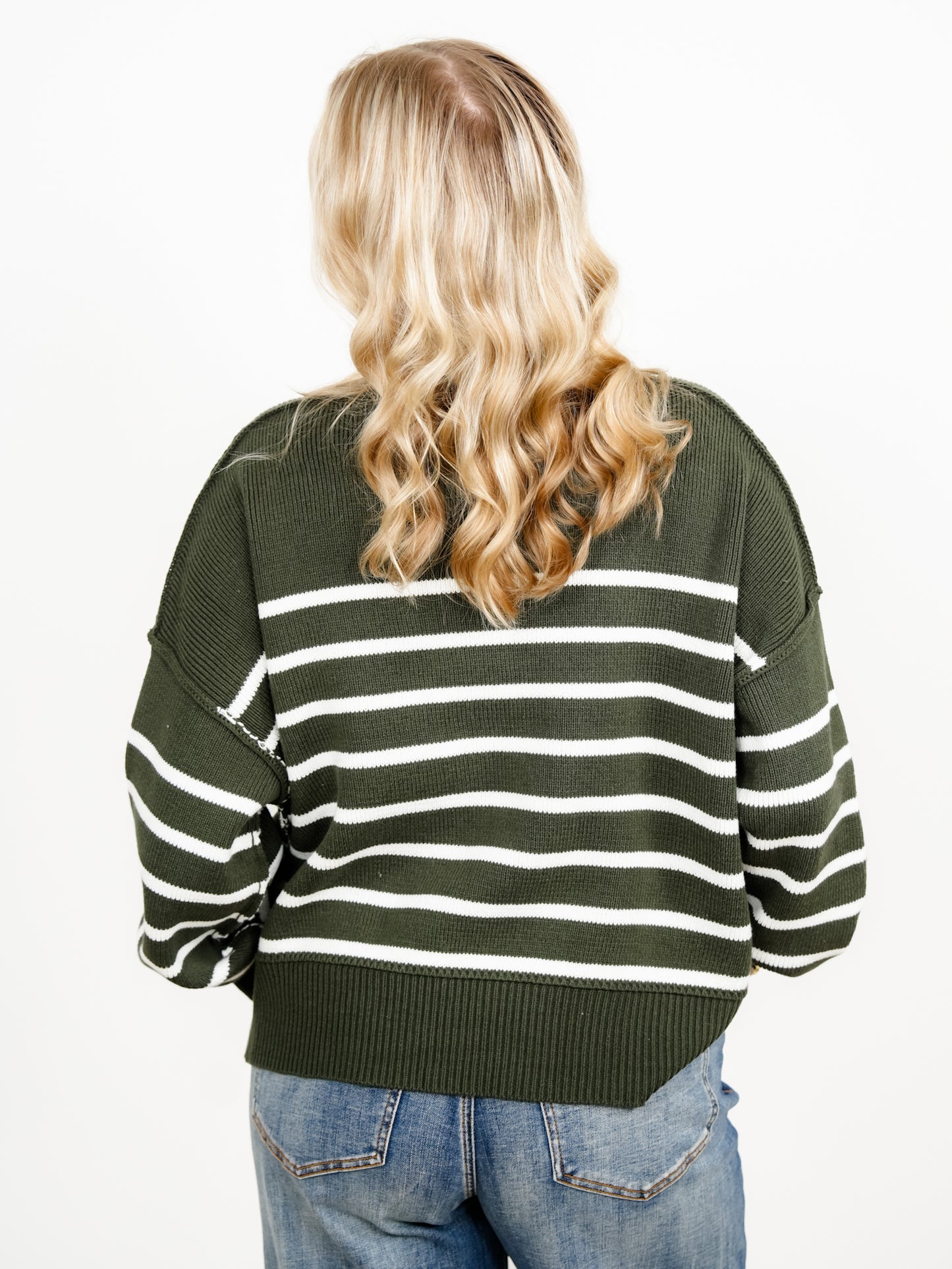 Door Buster! Zenana Exposed Seam Striped Oversized Sweater