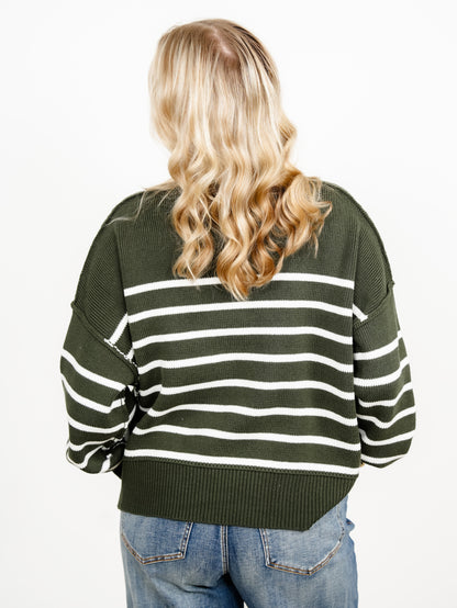 Door Buster! Zenana Exposed Seam Striped Oversized Sweater