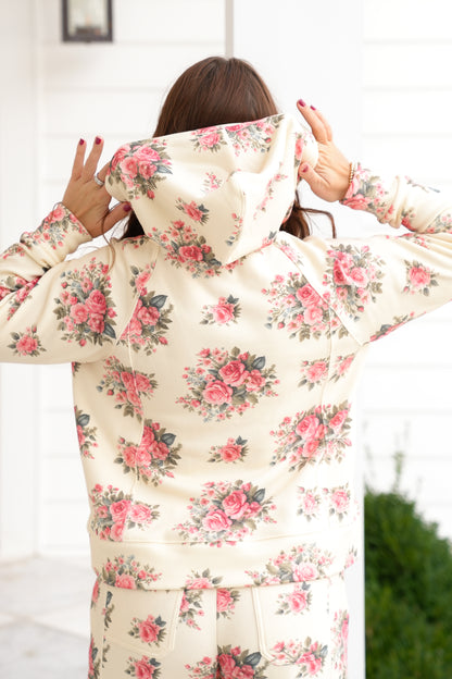 Long Sleeve Floral Print Hoodie