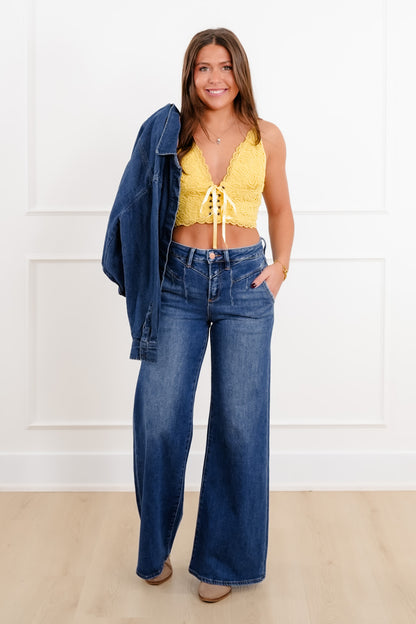 Lace Deep V Neck Lace-Up Crop Top