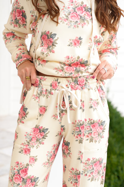 Floral Print Elastic Waist Sweatpants