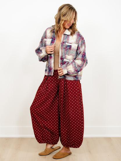 POL Plaid Long Sleeve Zip Up Jacket