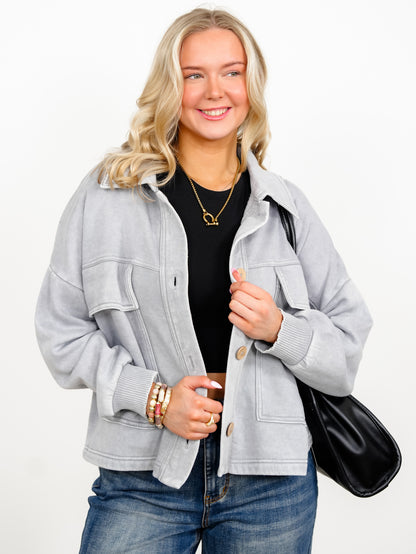 Door Buster! Zenana Acid Washed Fleece Cropped Shacket