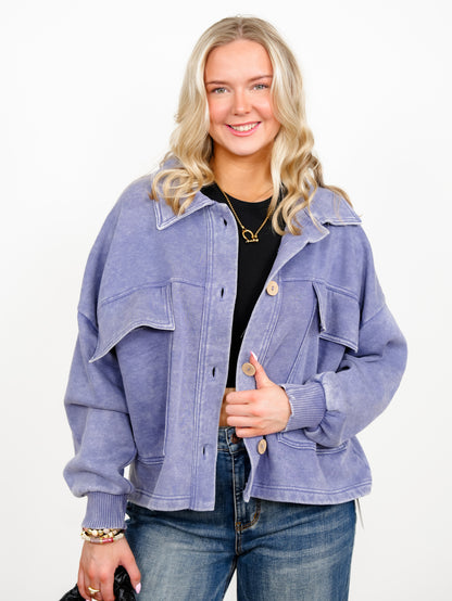 Door Buster! Zenana Acid Washed Fleece Cropped Shacket