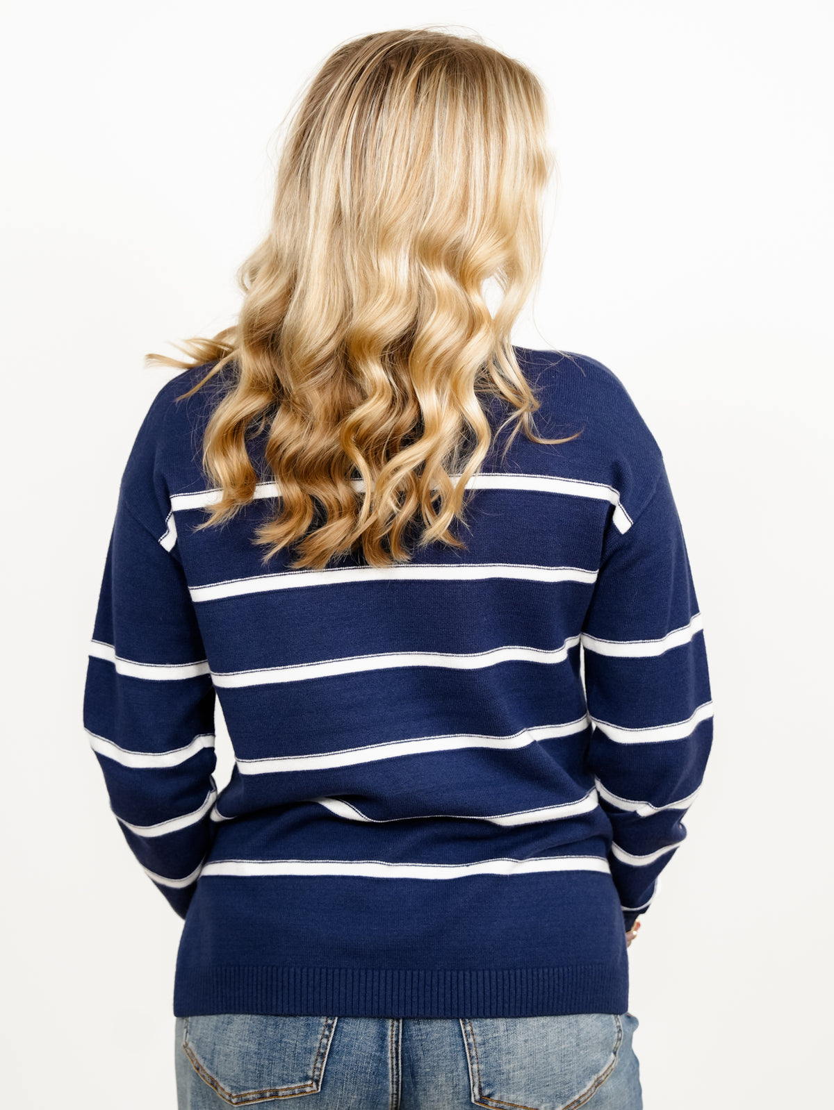 Door Buster! Zenana Striped Round Neck Sweater - Freckled Poppy