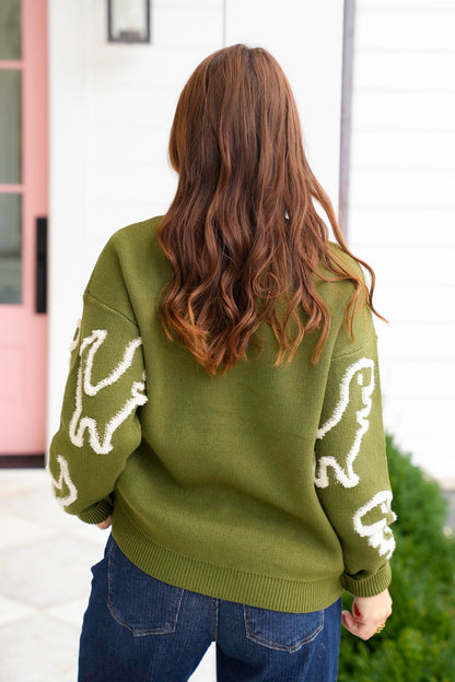 Dinosaur Pattern Long Sleeve Pullover Sweater