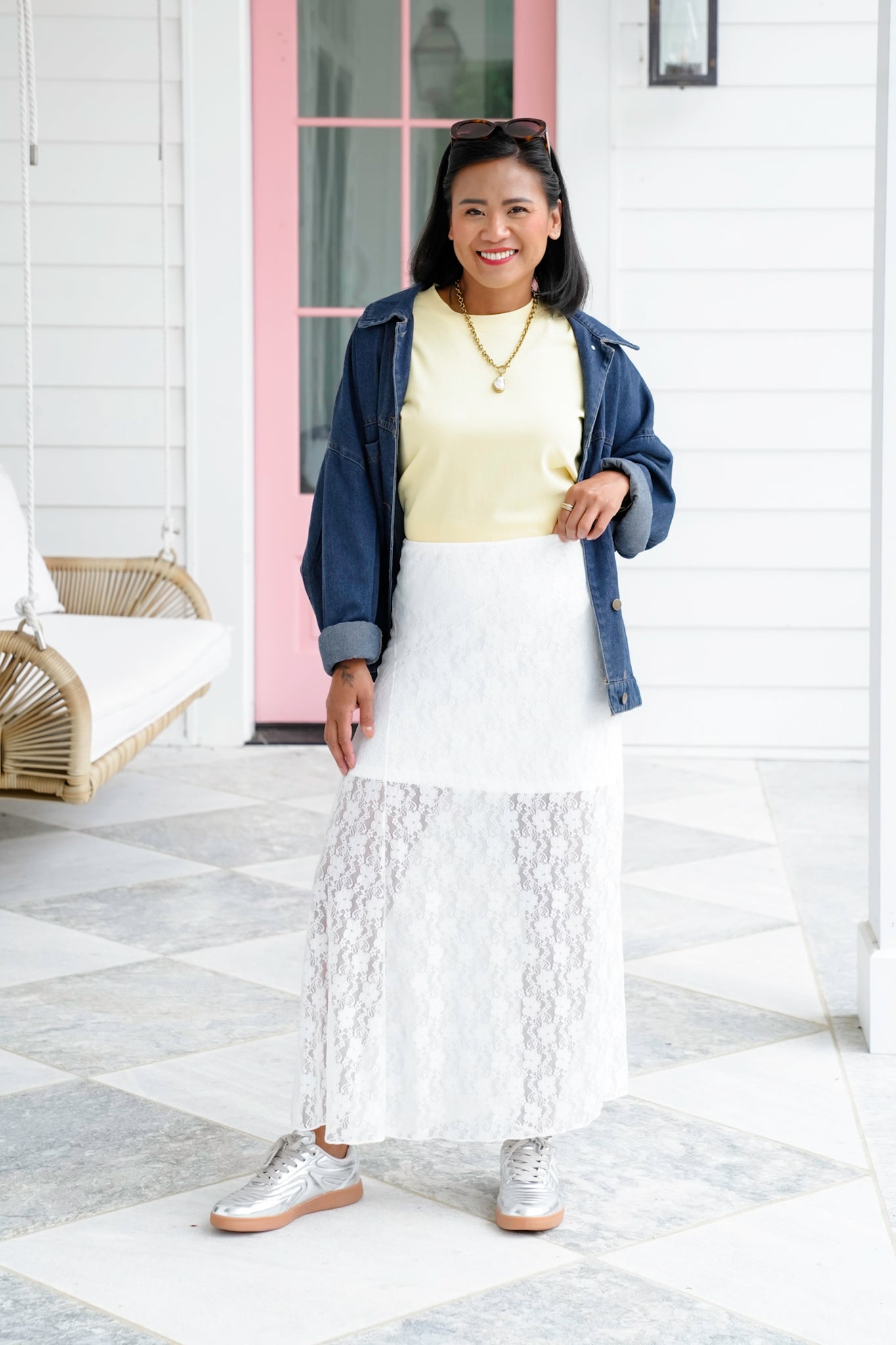 Lace Elastic Waist Maxi Skirt