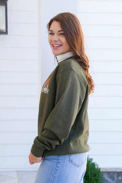 Plus/Reg Long Sleeve Smiley Face Emoji Graphic Sweatshirt