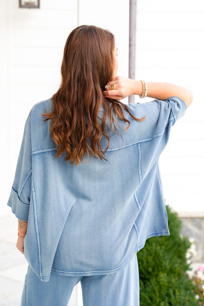 Vintage Washed 3/4 Sleeve Boxy Terry Top