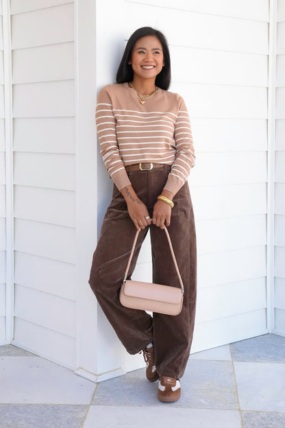Stripe Long Sleeve Crew Neck Sweater