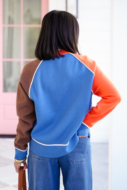 Color Block Long Sleeve Pullover Sweater