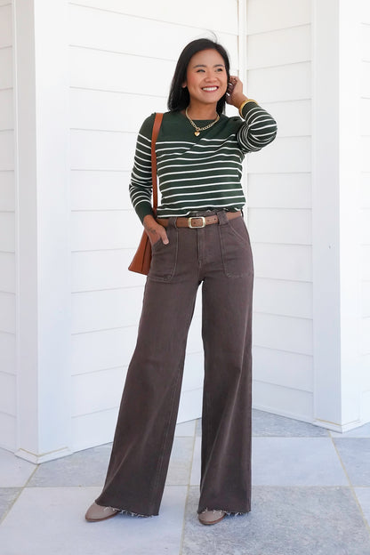 Stripe Long Sleeve Crew Neck Sweater