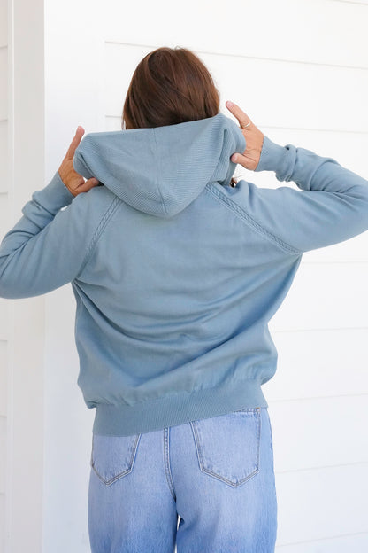 Thermal Knit Long Sleeve Zip-Up Hoodie