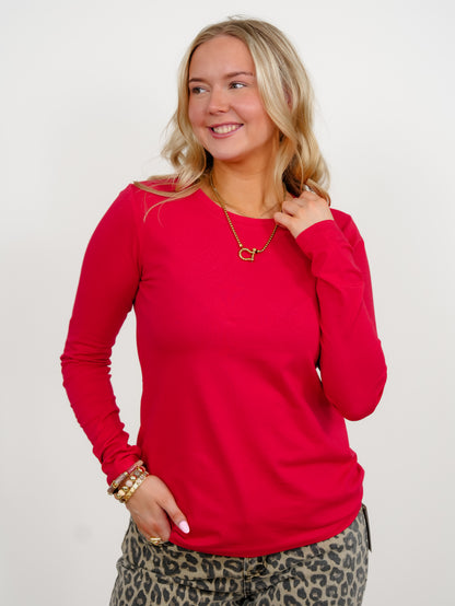 Door Buster! Plus/Reg Zenana Cotton Crew Neck Long Sleeve Tee Shirt