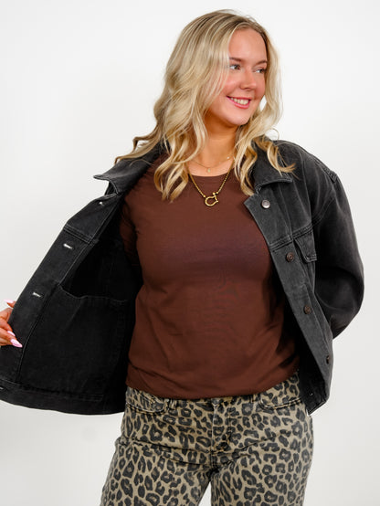 Door Buster! Plus/Reg Zenana Cotton Crew Neck Long Sleeve Tee Shirt