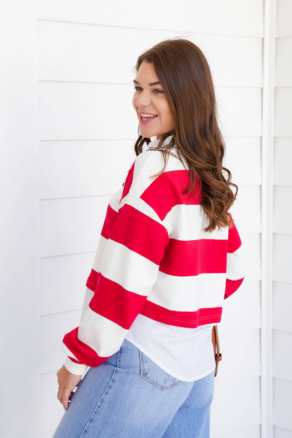 Stripe Long Sleeve Layered Top