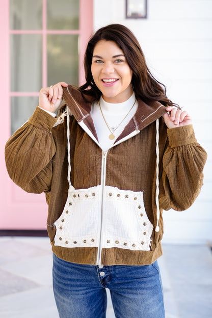 POL Gauze Long Sleeve Zip Up Hoodie Jacket