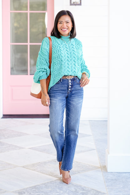 POL Knit Long Sleeve Mock Neck Sweater