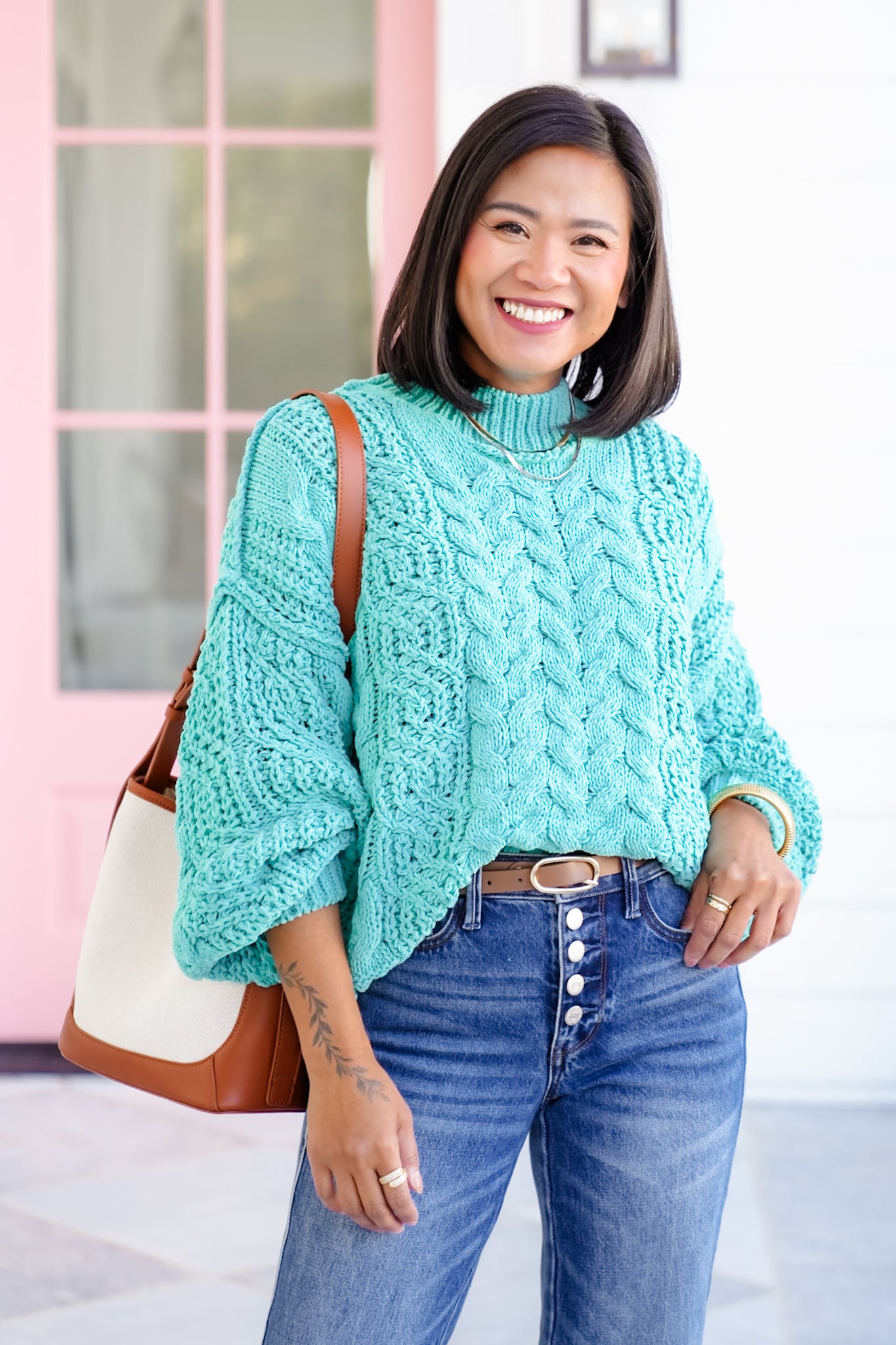 POL Knit Long Sleeve Mock Neck Sweater