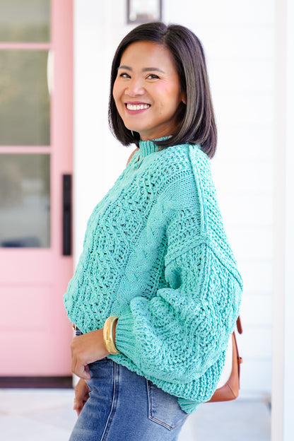 POL Knit Long Sleeve Mock Neck Sweater