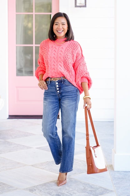 POL Knit Long Sleeve Mock Neck Sweater