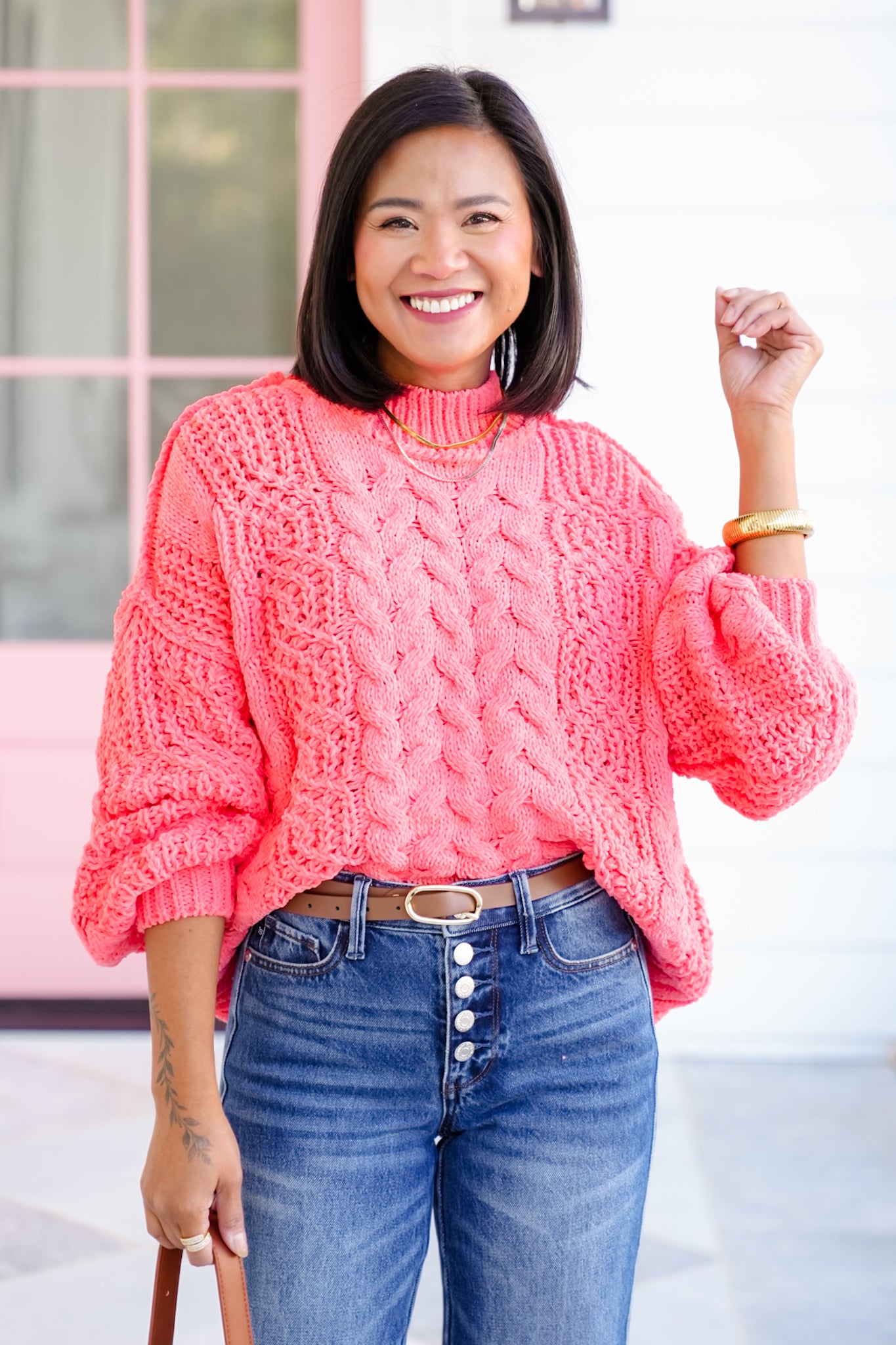 POL Knit Long Sleeve Mock Neck Sweater