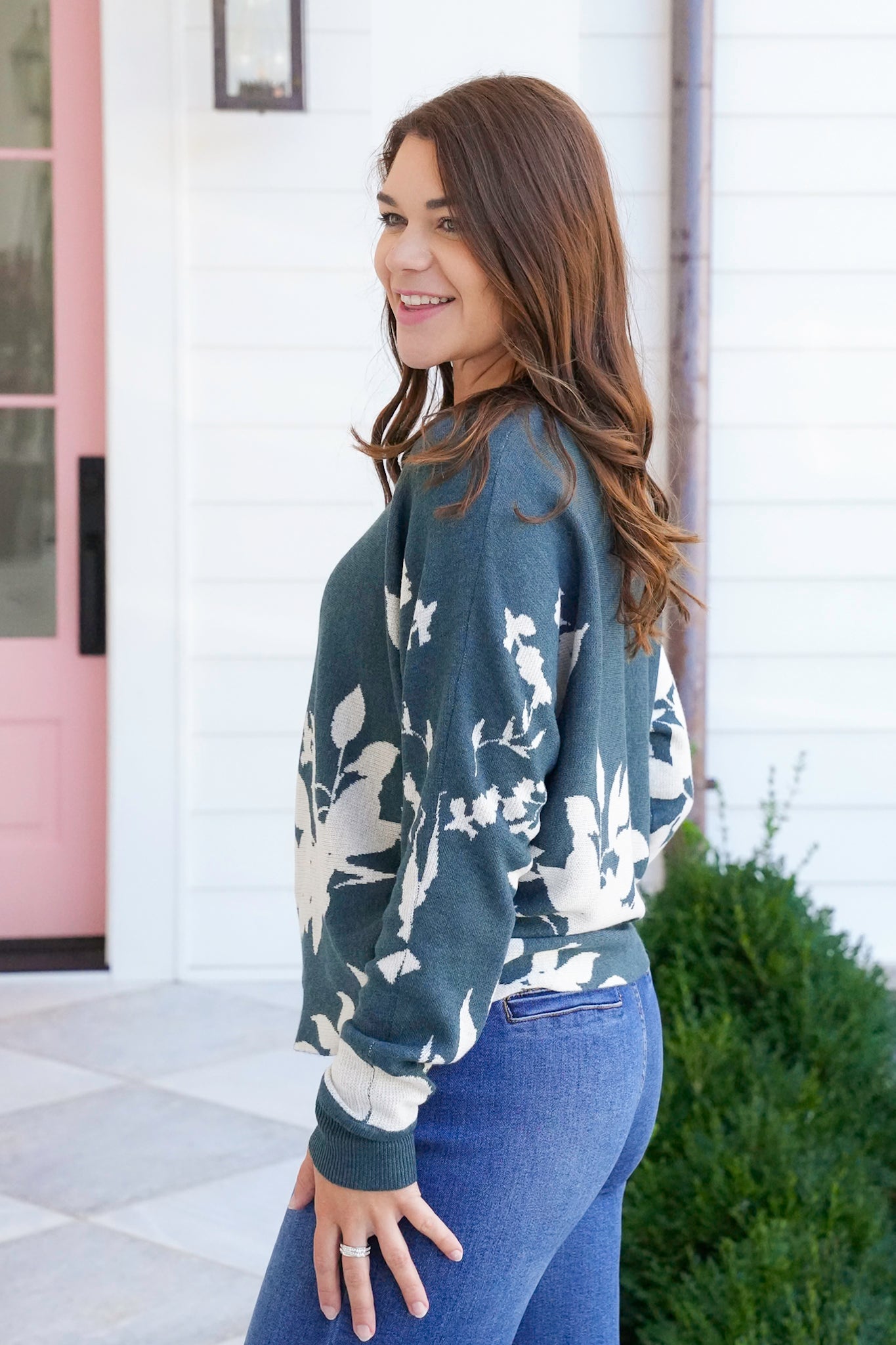 Floral Print Long Sleeve Sweater