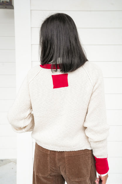 Long Sleeve Button Down Cardigan with Contrast Trim