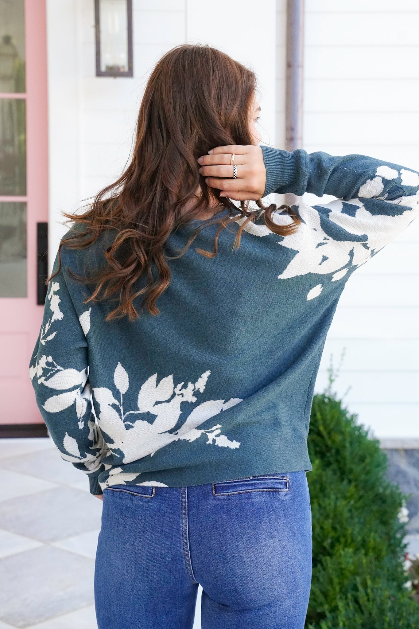 Floral Print Long Sleeve Sweater