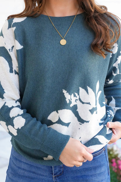 Floral Print Long Sleeve Sweater