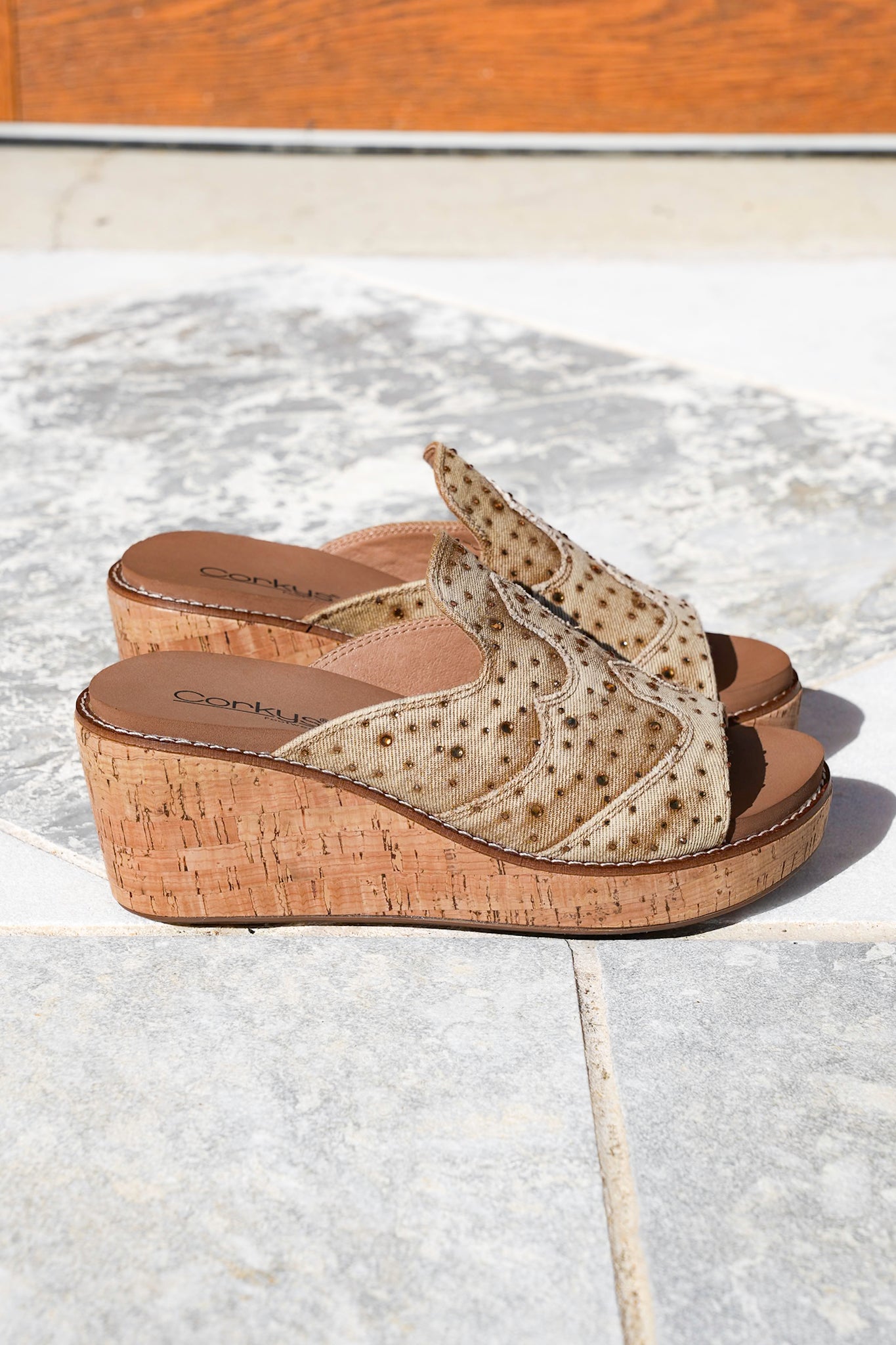 Corky's Neon Moon Rhinestone Embellished Slide Wedge Sandal