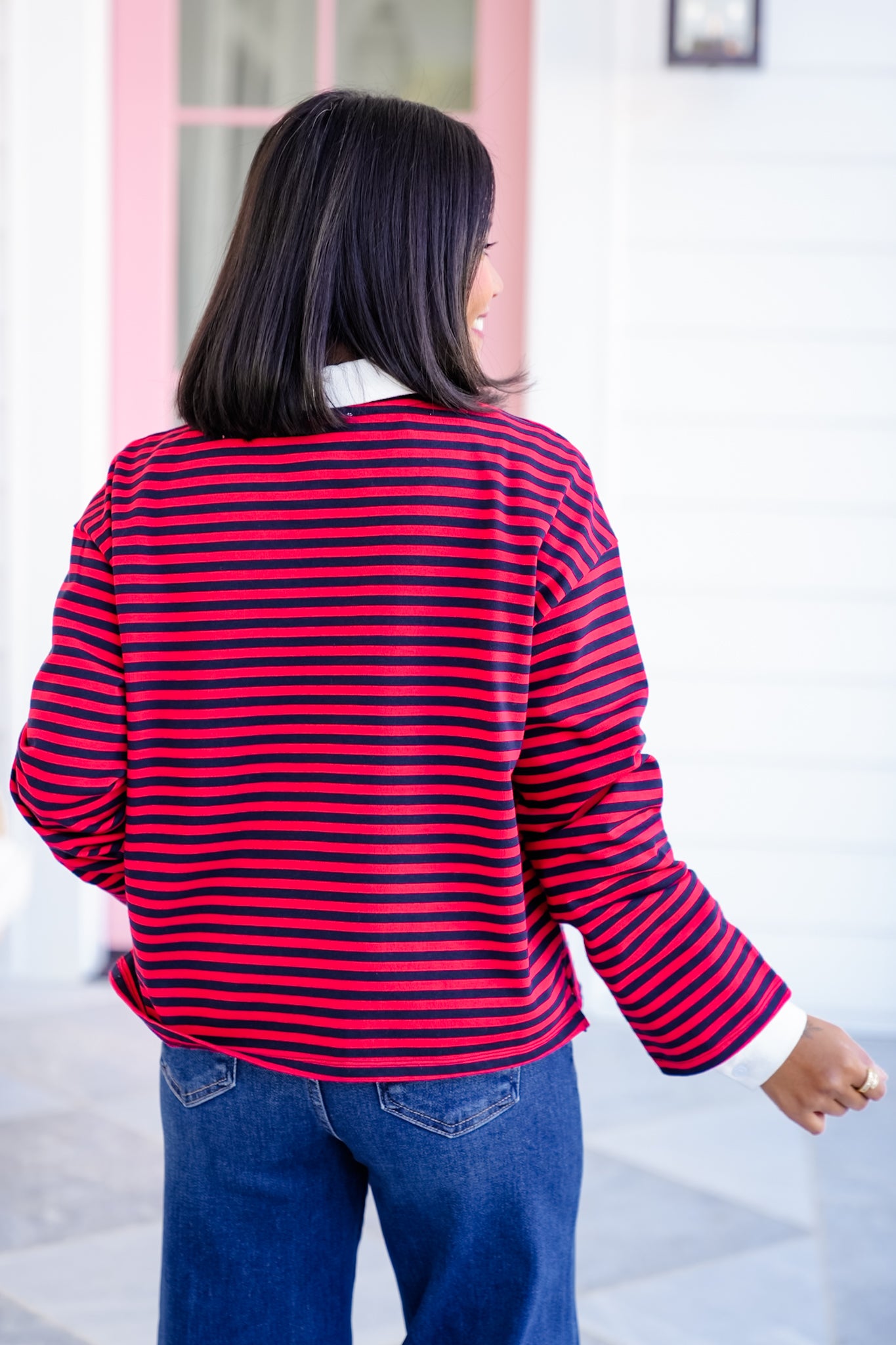 Striped Long Sleeve Round Neck Top