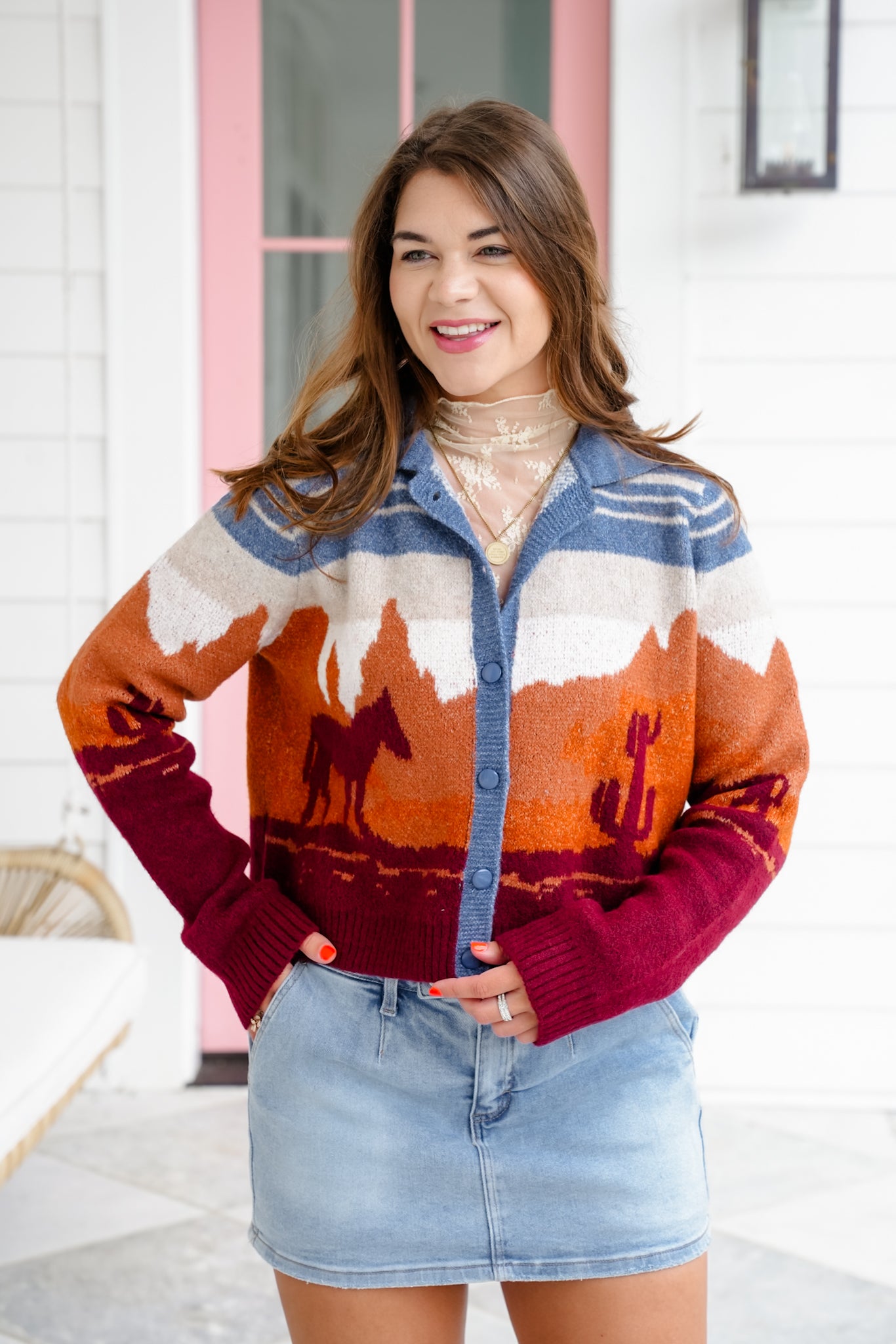 Restock! Western Theme Long Sleeve Button Down Cardigan