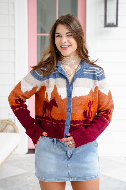 Restock! Western Theme Long Sleeve Button Down Cardigan