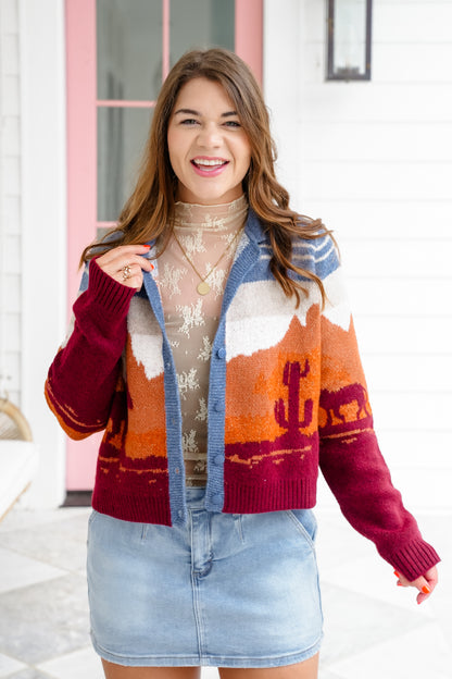 Restock! Western Theme Long Sleeve Button Down Cardigan