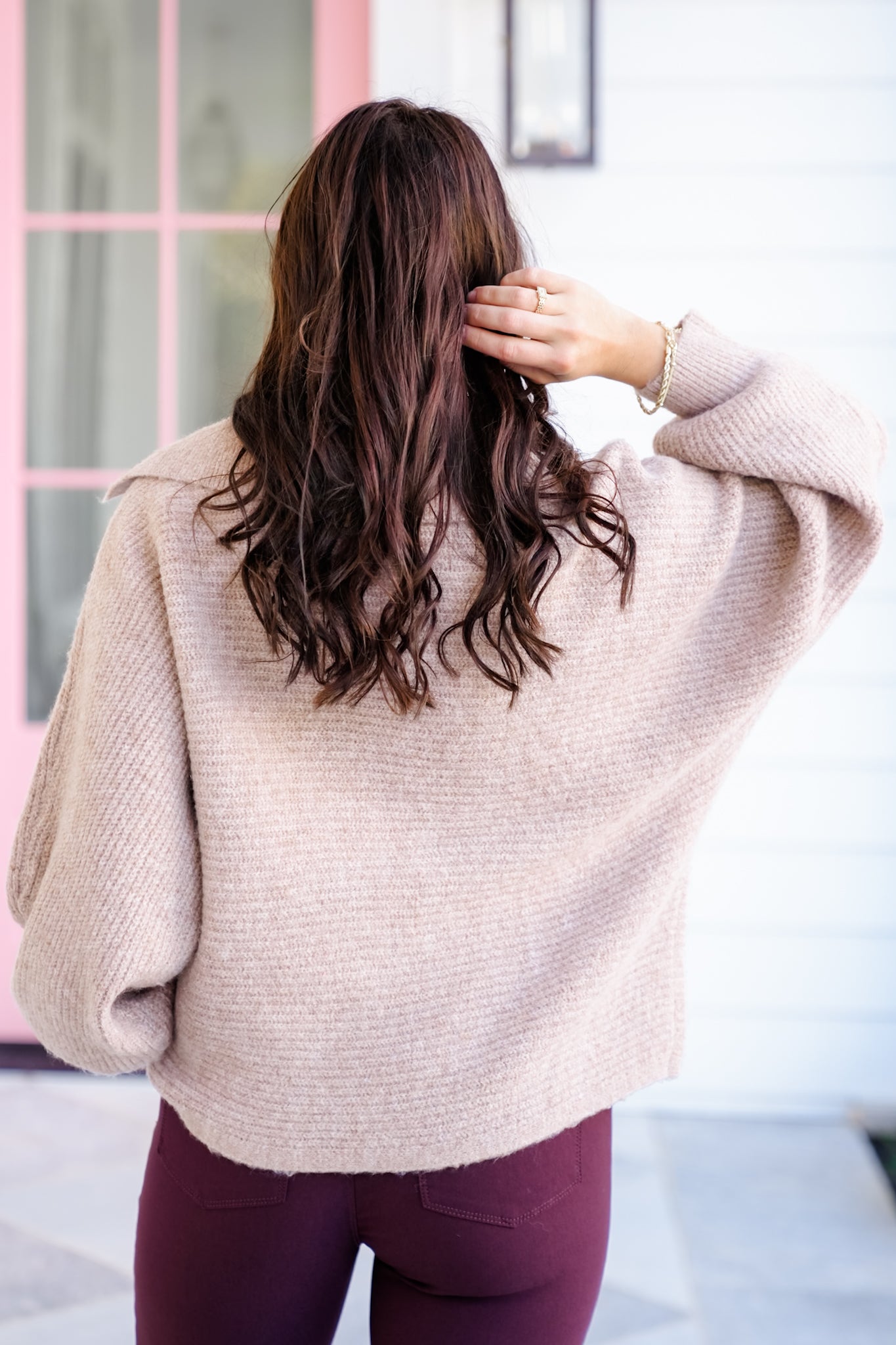 Knit Long Sleeve Collared Sweater