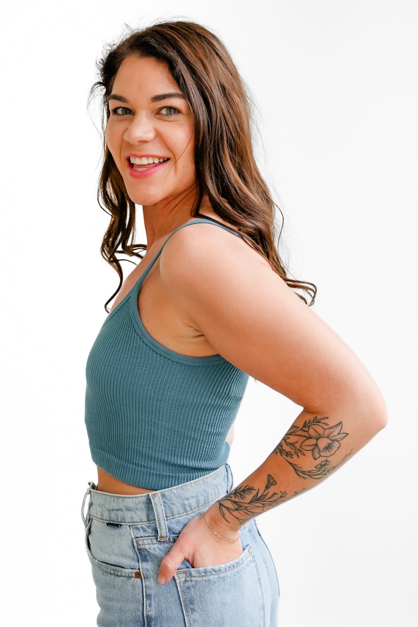 Restock! Ribbed Knit U/V Neck Cropped Tank Top