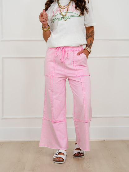 Mineral Washed Elastic Waist Pants