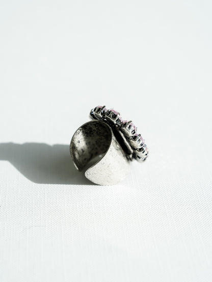 SIENNA Tova Rose Rectangle Crystal Ring In Pale Peony