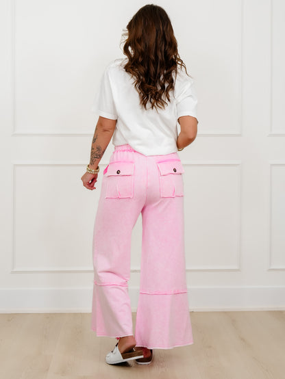 Mineral Washed Elastic Waist Pants