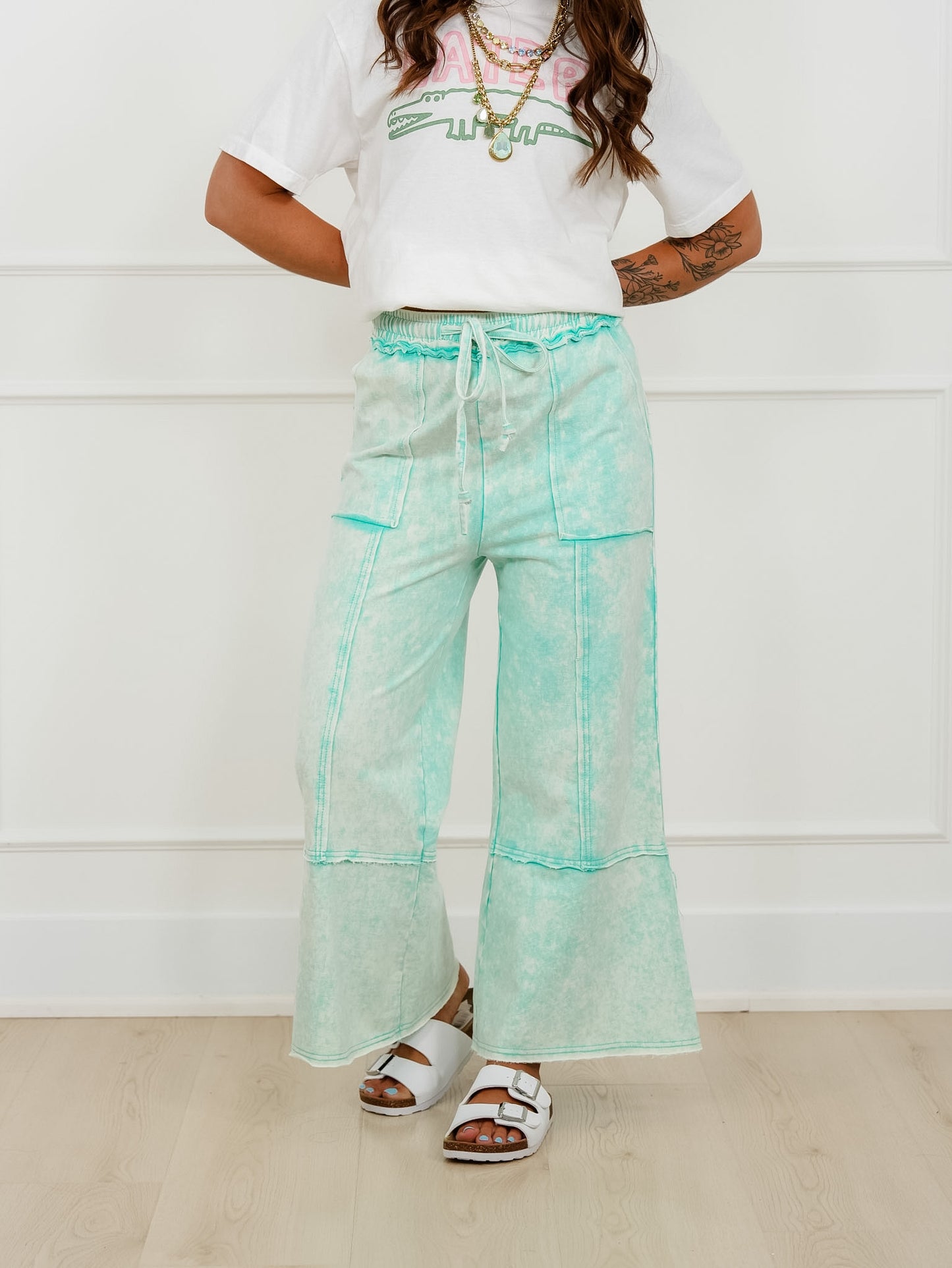 Mineral Washed Elastic Waist Pants
