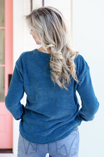 Door Buster! Zenana Chenille Waffle Round Neck Sweater